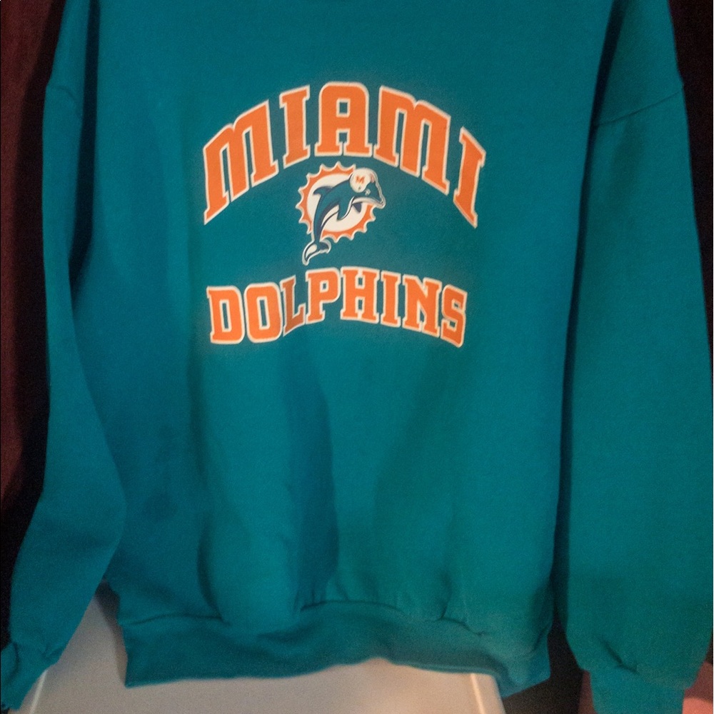 NFL Miami Dolphins turquoise and orange size Lg sweater